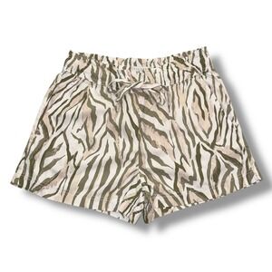 Calypso St Barth Zebra Print Paperbag Waist‎ Shorts Women's Size M Lyocell